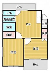 エスティートビスタ 2DKの間取図画像