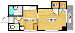 第2石井ビル 1Kの間取図画像