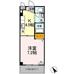ローズハイムとくまる 1Kの間取図画像