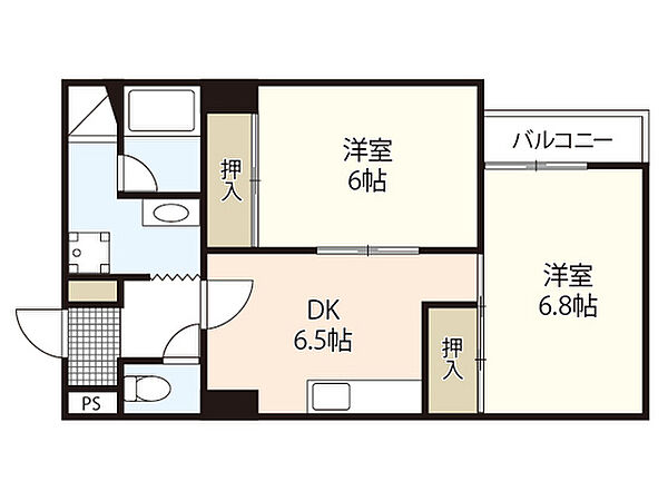 福地産業十日市ビル ｜広島県広島市中区十日市町2丁目(賃貸マンション2DK・3階・46.98㎡)の写真 その2