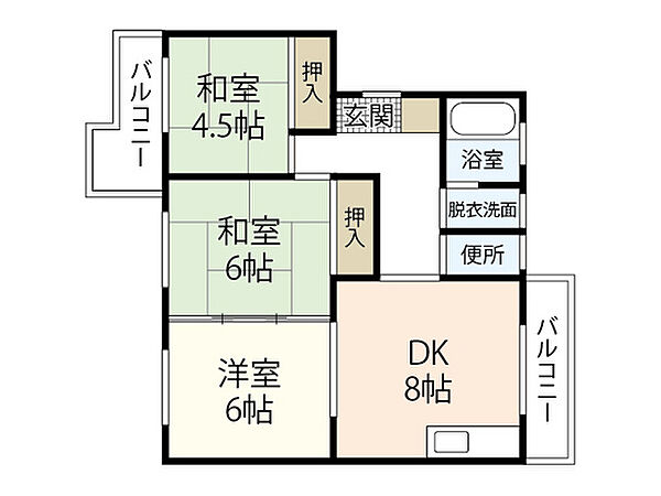 栄マンション ｜広島県広島市中区吉島東1丁目(賃貸マンション3DK・4階・55.68㎡)の写真 その2