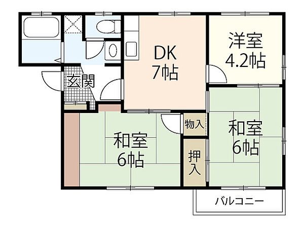 コーポ稲荷B ｜広島県広島市安芸区矢野東6丁目(賃貸アパート3DK・1階・54.69㎡)の写真 その2