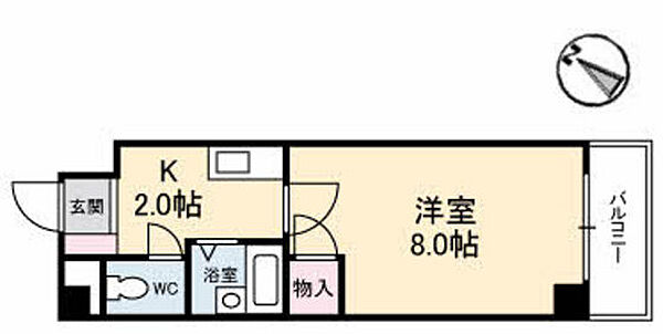 広島県安芸郡府中町宮の町1丁目(賃貸マンション1K・2階・24.51㎡)の写真 その2