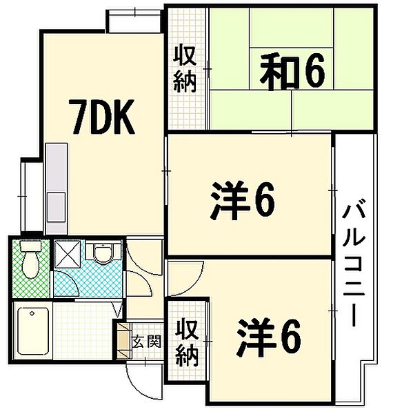 ファミーユ府中 ｜広島県安芸郡府中町山田2丁目(賃貸マンション3DK・3階・53.62㎡)の写真 その2