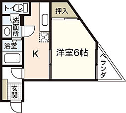 国広ビル 1Kの間取図画像