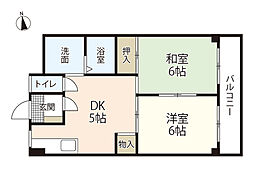 ホワイトシティ国泰寺 2DKの間取図画像