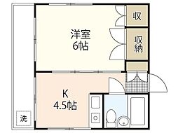 サンシャトゥ白島 1Kの間取図画像