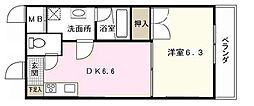 ノーブル平和大通り 1DKの間取図画像