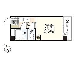 ウエストヒル 1Kの間取図画像