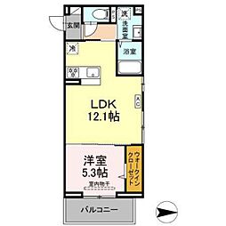 グレイスガーデンA 2階1LDKの間取り