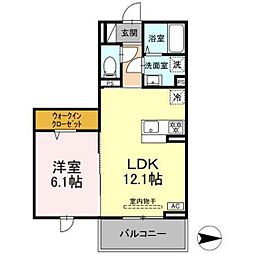グレイスガーデンA 3階1LDKの間取り