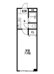 カナンパレス天神 1Kの間取図画像