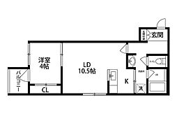 ノアノア天神尾西 1LDKの間取図画像