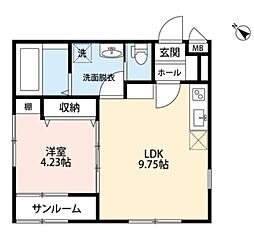 イニエ万代 1LDKの間取図画像
