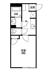 サンハウス 1Kの間取図画像
