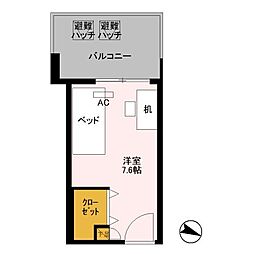 ロイヤルパークスER万代 ワンルームの間取図画像
