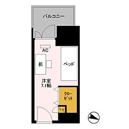 ロイヤルパークスER万代 ワンルームの間取図画像