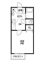 リエート東中島 1Kの間取図画像