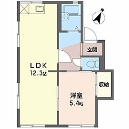 メゾン・ヴェルデュール 1LDKの間取図画像