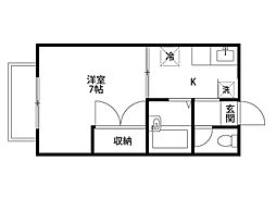 シャンブル笹口・1 1Kの間取図画像