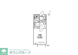 プランドール 202 2階1Kの間取り