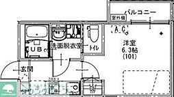越谷市南越谷1丁目アパート 1Kの間取図画像