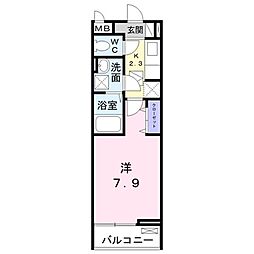 ライジング・プレイス 1Kの間取図画像
