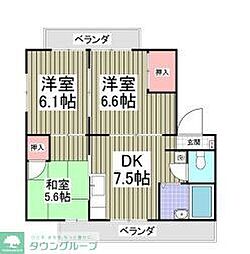 ホワイトレジデンス 3DKの間取図画像