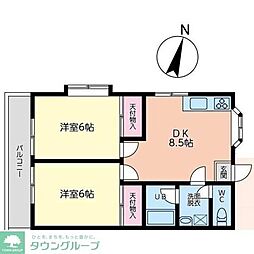 リーフハピネス 2DKの間取図画像