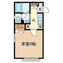パインハイツ 1Kの間取図画像