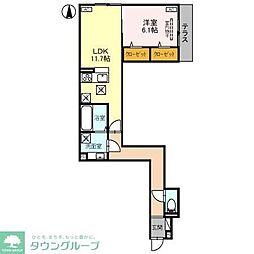 Dアヴァンス高富C棟 1LDKの間取図画像