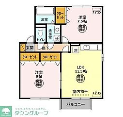 リビングタウン野田A棟 2LDKの間取図画像