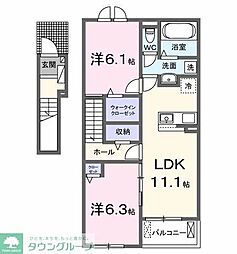 仮)古ケ崎2丁目アパートB 2LDKの間取図画像