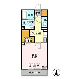 アンリシール・レイク 1Kの間取図画像