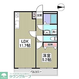 第六竹石マンション 1Kの間取図画像
