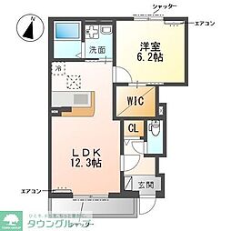 仮称)柏市船戸 新築アパート 1LDKの間取図画像