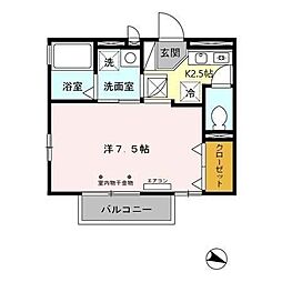 アムールS三郷 1Kの間取図画像