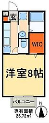 ウィルモアK・2 1Kの間取図画像