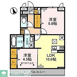 スカイパーク 2LDKの間取図画像