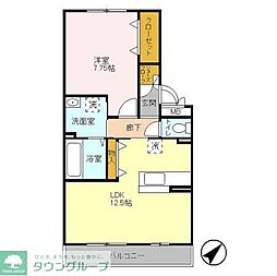リビングタウン北越谷B 1LDKの間取図画像