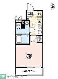 R氷川 1Kの間取図画像