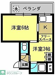 グリーンハイツ 2Kの間取図画像