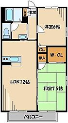 モナハイツ 2LDKの間取図画像
