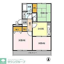 シンヤハンズ1 3DKの間取図画像