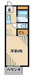 サンコーポ藍蓼A棟 1Kの間取図画像