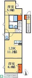 コーポリリィ 2LDKの間取図画像
