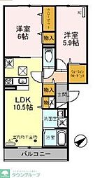 エーデルハイム3 2LDKの間取図画像