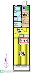 ハイツボヌール 1Kの間取図画像