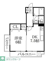 八潮インペリアルハイツ 1DKの間取図画像