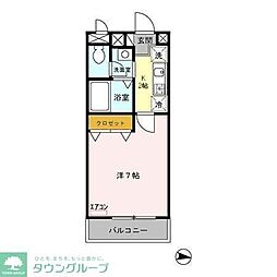 グランディール 1Kの間取図画像